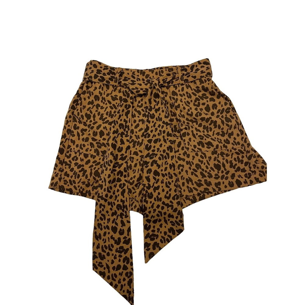 A New Day Womens Cheetah Print Elastic Waist W Belt Pockets Sz XS